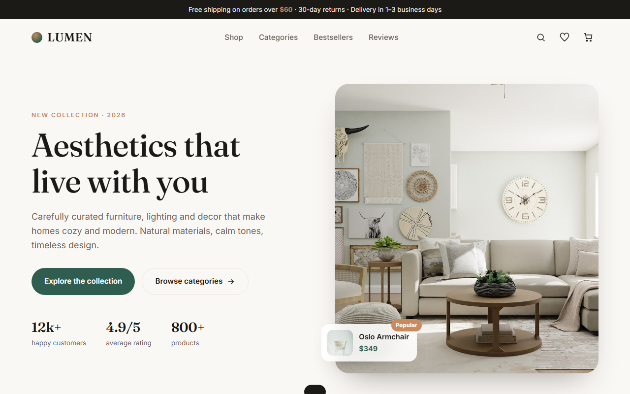LUMEN home aesthetics website preview