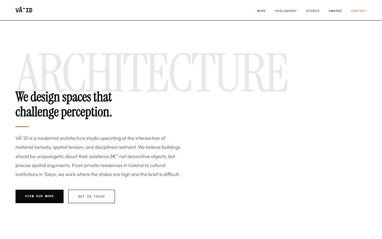 VOID Architects website preview