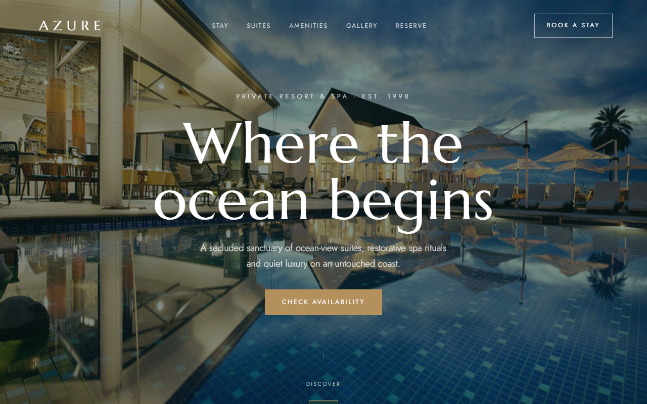 AZURE luxury resort website preview