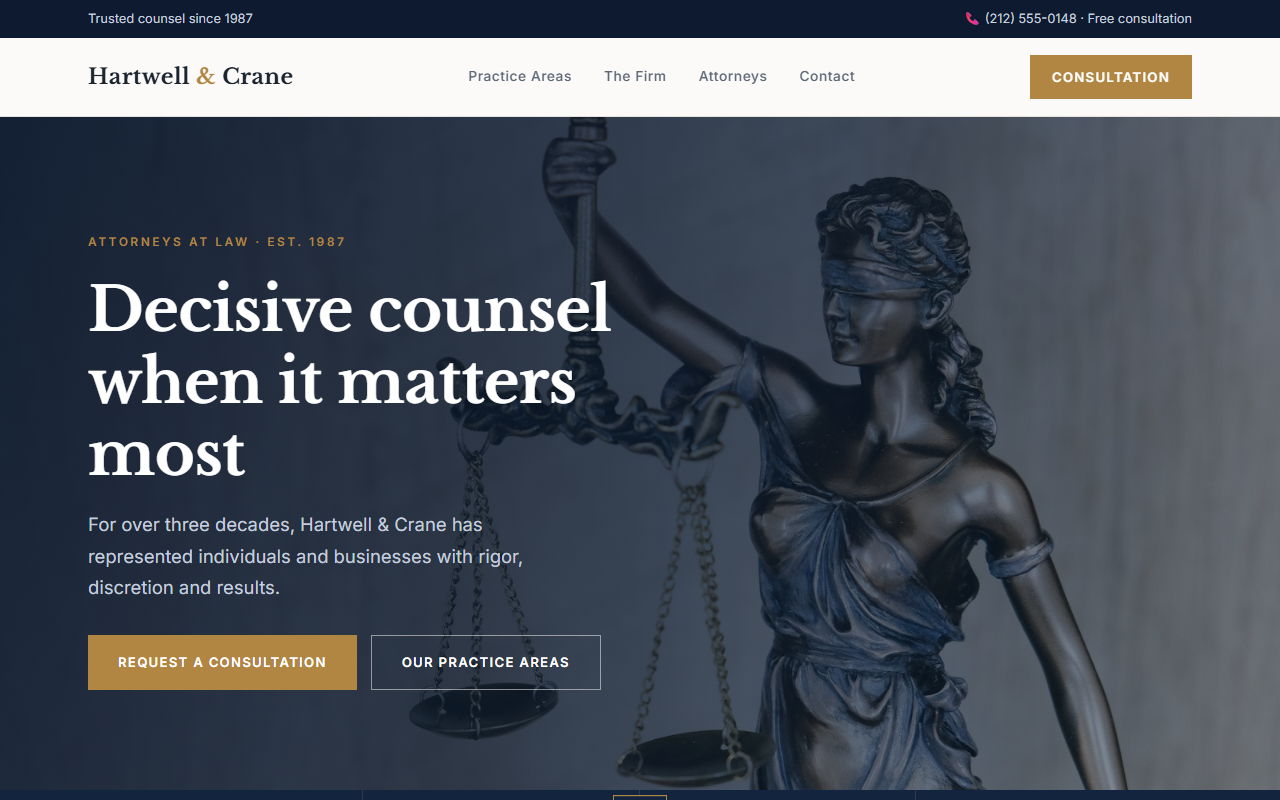 Hartwell and Crane law firm website preview