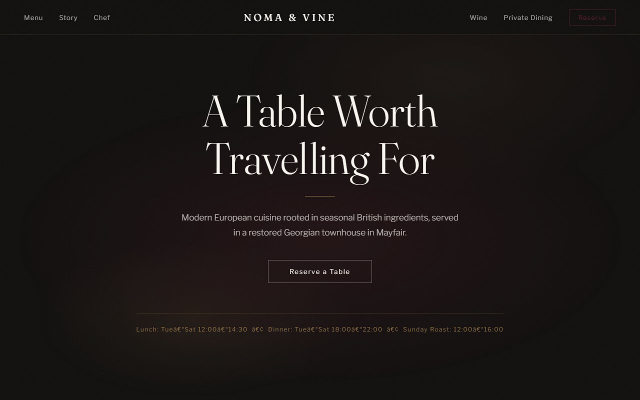Noma and Vine website preview