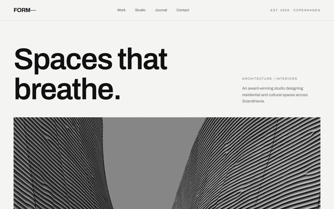 FORM architecture studio website preview