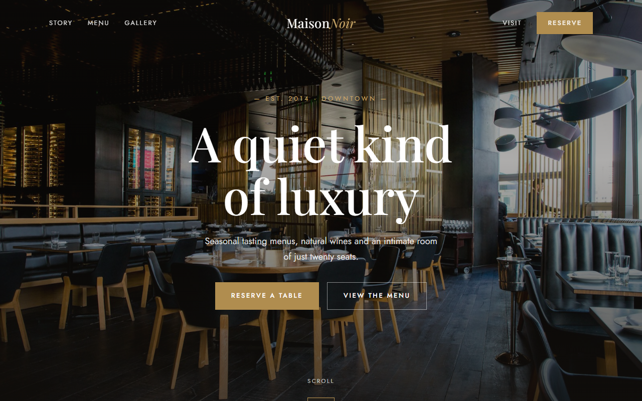 Maison Noir fine dining website preview